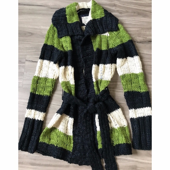 Old Navy Sweaters - NWT OLD NAVY SHAWL COLLAR STRIPED BELTED WRAP CARDIGAN